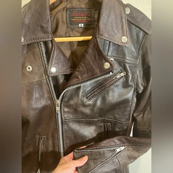 Brown Leather Moto Jacket - Picture 2 of 3